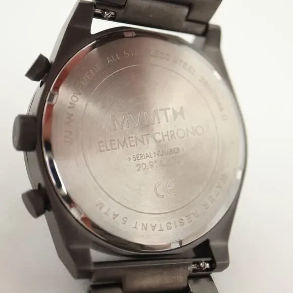 MVMT Element Chrono Mens Gunmetal 44mm Watch Steel Chronograph w New Battery